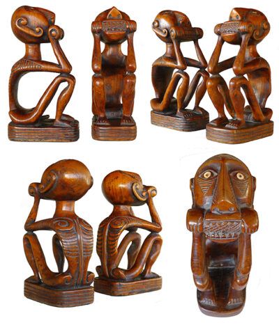 A Delightful Pair of Carved Ancestor/Guardian Figures from Leti Island