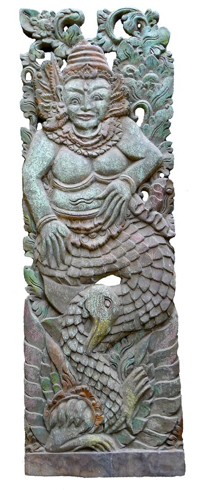 The Goddess Saraswati - Old Carved Panel