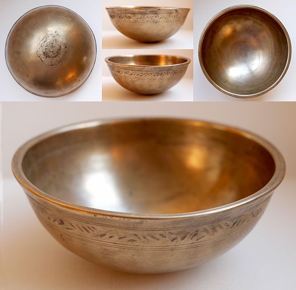 Small Manipuri Singing Bowl – Nice Features, Inscription