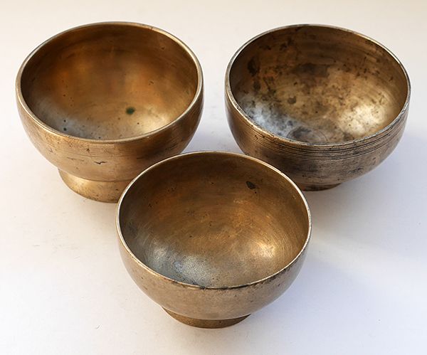 Three Tiny Antique Naga Singing Bowls