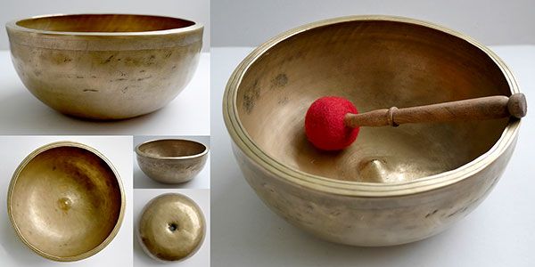 Huge Golden 10¼-inch Antique Lingam Bowl – Glorious B3 (242-245Hz)
