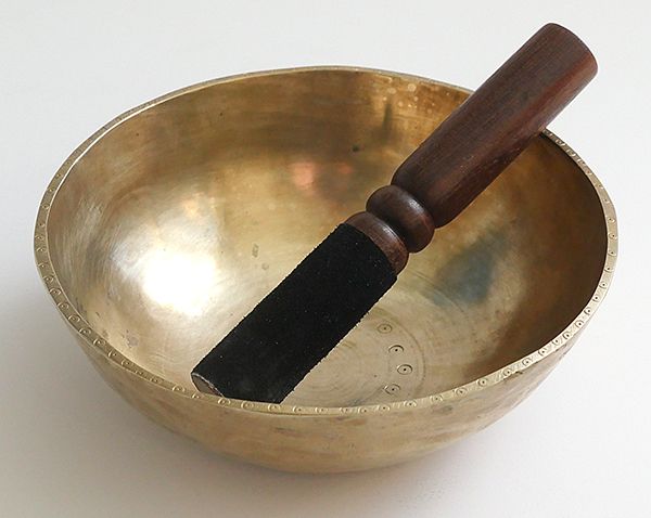 Small Antique Manipuri Singing Bowl – G#5 with Suns
