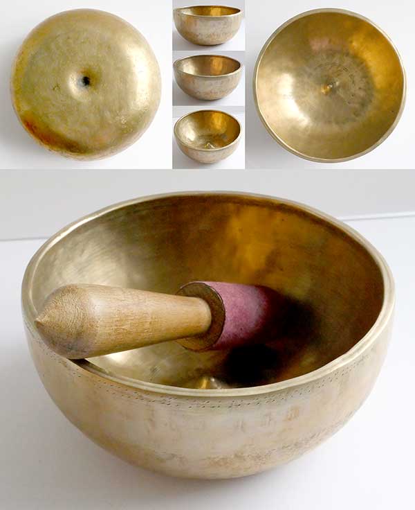 Large Antique Lingam Singing Bowl with Superb Bb3 Fundamental (227Hz)