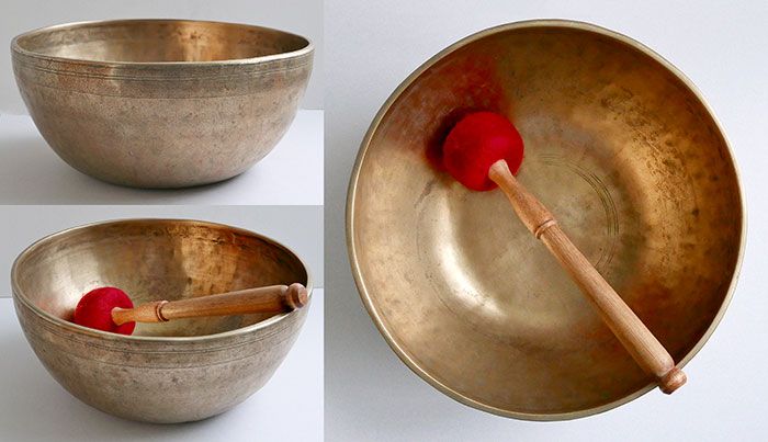 Heavy 11 ½” Antique Jambati Singing Bowl – 2 Fabulous Perfect Pitch Voices!