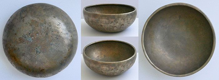 Rare Shallow Antique Singing Bowl – F#4 (376Hz) with Inscription