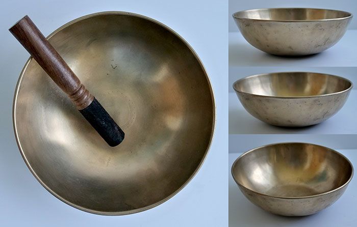 Medium Antique Manipuri Singing Bowl – Bb4 – Sun Motifs