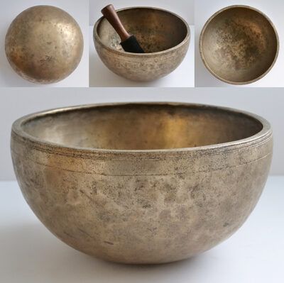 Medium 9 ¼” Antique Jambati Singing Bowl – Borderline G3/G#3 (202-204Hz)