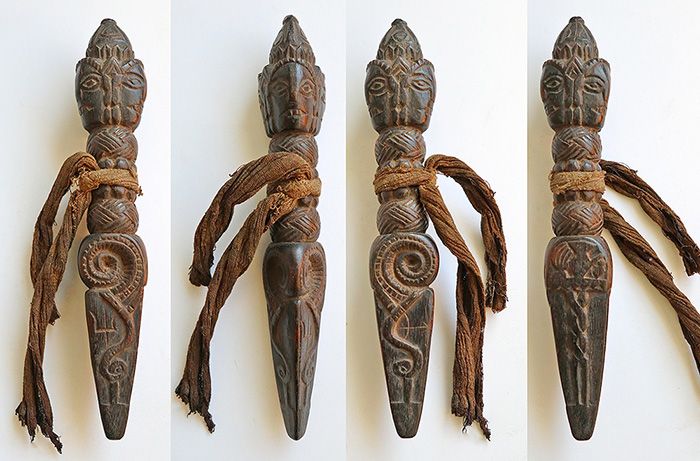 Rare Carved Antique Shaman Crown Phurba – Superb Elephant Makara