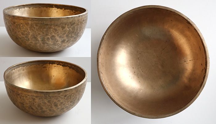 Huge 12 ½ - Inch Antique Jambati Singing Bowl – G2 & Eb4 - Inscription
