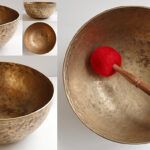 Large 11 ½ ” Antique Jambati Singing & Fountain Bowl – Low E2 and B3 – Small Inscrition