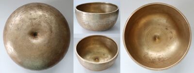 Rare Medium-Size Antique Lingam Singing Bowl – Excellent C#4 (272Hz) - Inscription