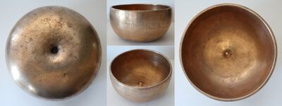 Rare Large Antique Lingam Singing Bowl – D4 (289Hz) - Inscription