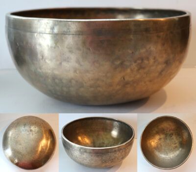 Graceful Medium-Size 9 ¼” Antique Jambati Singing Bowl – Lovely Pulsating Eb3
