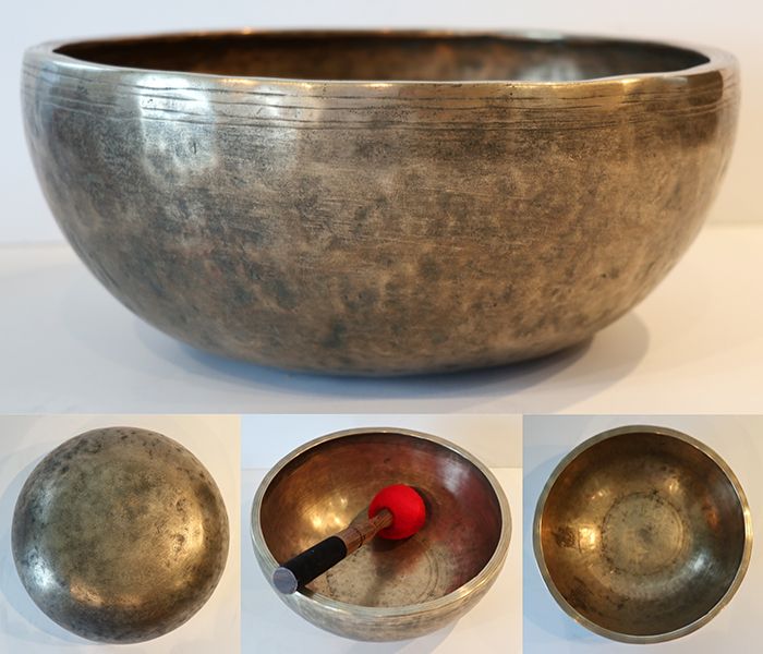 Large 10 ” Antique Jambati Singing Bowl – Fabulous A3/Bb3 Voice!