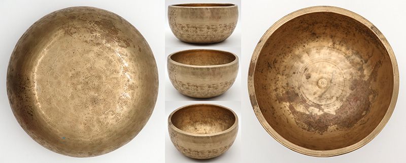 Exceptionally Thick Golden Antique Thadobati Singing Bowl – F#4 (364Hz)
