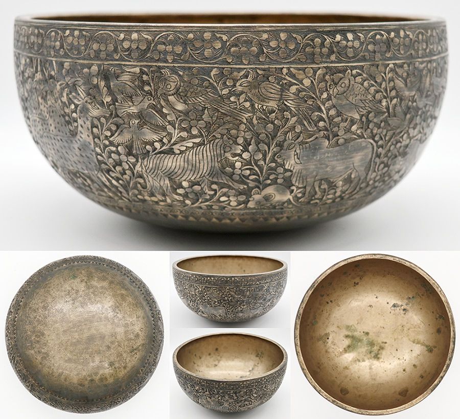 Incredible 9 ¾ ” Engraved Antique Jambati Bowl from Bangladesh – Perfect Pitch F3