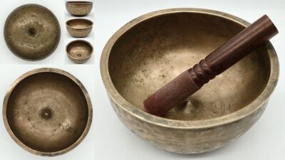 Rare Low Pot-Shaped Antique Lingam Singing Bowl – Distinctive D4 (300Hz)