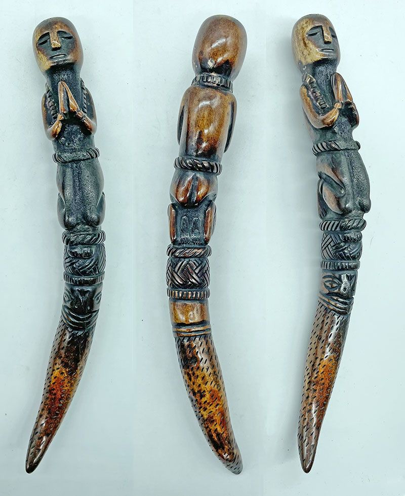 Small Carved Horn Shaman Phurba From Nepal