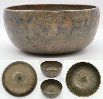 Rare Heavy 19th Century G#3 Lingam Singing Bowl with Inscription
