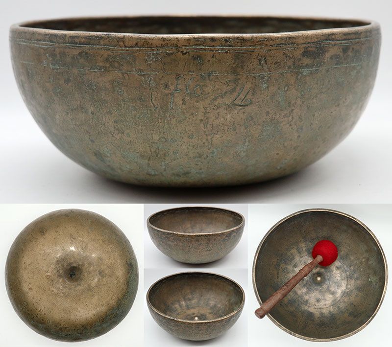 Fabulous Rare Large 18th Century Lingam Bowl – 2 Perfect Pitch Voices & Inscription