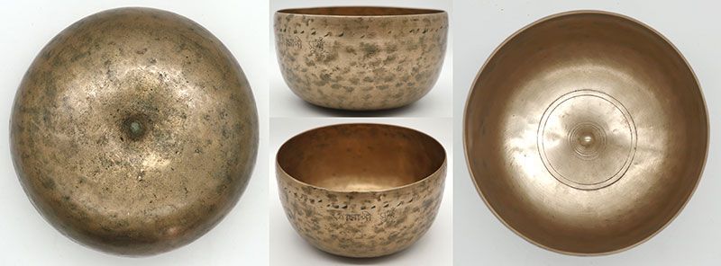 Rare Ultra-Fine 18th Century Lingam Singing Bowl with Ritual Cuts & Inscription
