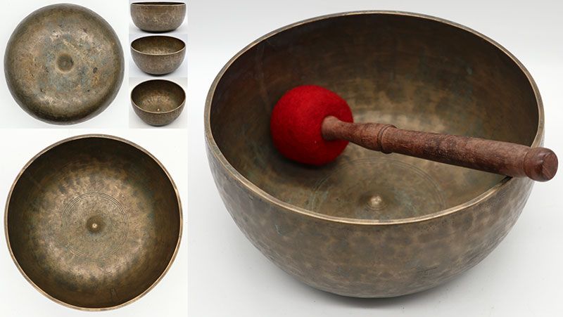 Fabulous Rare Large High-Wall 19th Century Lingam Singing Bowl – D3 - Inscribed