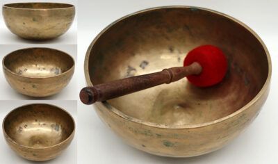 Stunning Superior Quality Rare 9” Golden Antique Lingam Singing Bowl – F#3 & C5