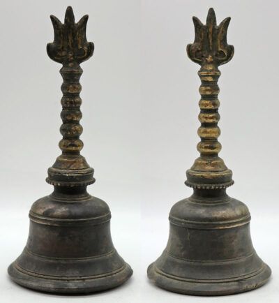 Antique Bronze Temple Bell with Trishula from Nepal