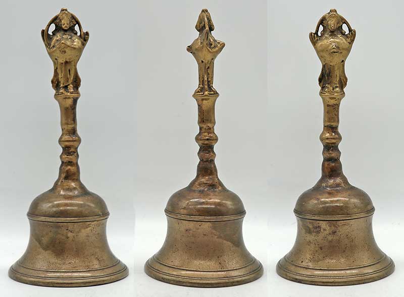 Rare 18th Century Priests Temple Handbell with Back-to-Back Hanuman and  Garuda Top - Antique Singing & Healing Bowls
