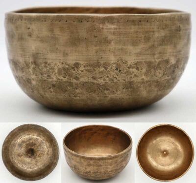 Rare Small Superior Quality Antique Lingam Singing Bowl – E4 - Inscription