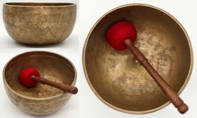 Fabulous Rare Superior Quality High-Sided Golden Antique Lingam Singing Bowl