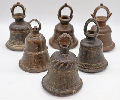 A Collection of Six 17th & 18th Century Temple Shrine Bells from Nepal