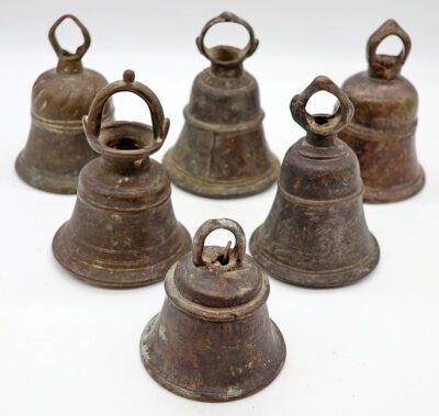 A Collection of Six 17th & 18th Century Temple Shrine Bells from Nepal