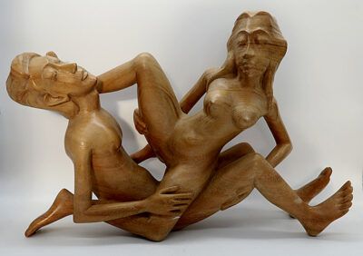 Vintage Balinese Erotic Wood Carving (1)