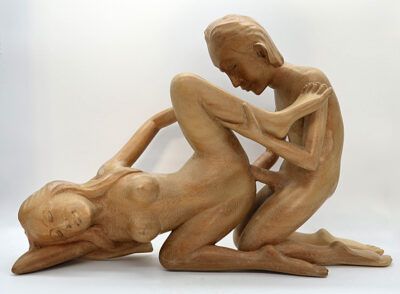 Vintage Balinese Erotic Wood Carving (2)