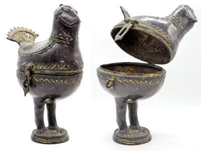Unique Antique Bronze Owl Box Sculpture from Nepal