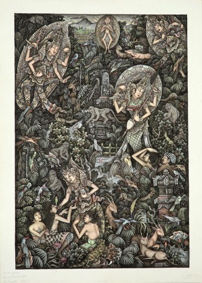 Vintage Balinese Watercolor Painting by the Artist I Made Nyana - Signed (1)
